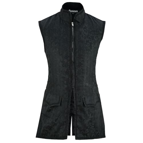 Darkrock Men's Long Waistcoat Vest Black Gothic Steampunk Victorian Aristocrat