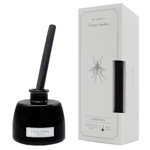 SEAL AROMAS Mikado Antimosquitos Citronela 100 ml | Ambientador con Varillas de Bambú | Repelente Natural para Mosquitos | Aroma Fresco y Duradero | Ideal para Hogar, Terraza y Exteriores