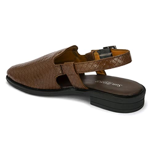 Image of San Frissco Men's Casual Mules with Leatherette Textured Design /Ethnic Jutis and Mojaris for Wedding,Occasions,Parties /Peshawari Loafers Slip-On Shoes for Men /Comfortable Fit for Everywhere