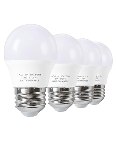 PARTPHONER Small LED Bulb 5W 40 Watt Equivalent Light Bulbs Night Stand Table Lamp Soft White 2700K LED Energy Saving E26 Medium Base for Home Light Lamp Non-dimmable 4 Pack