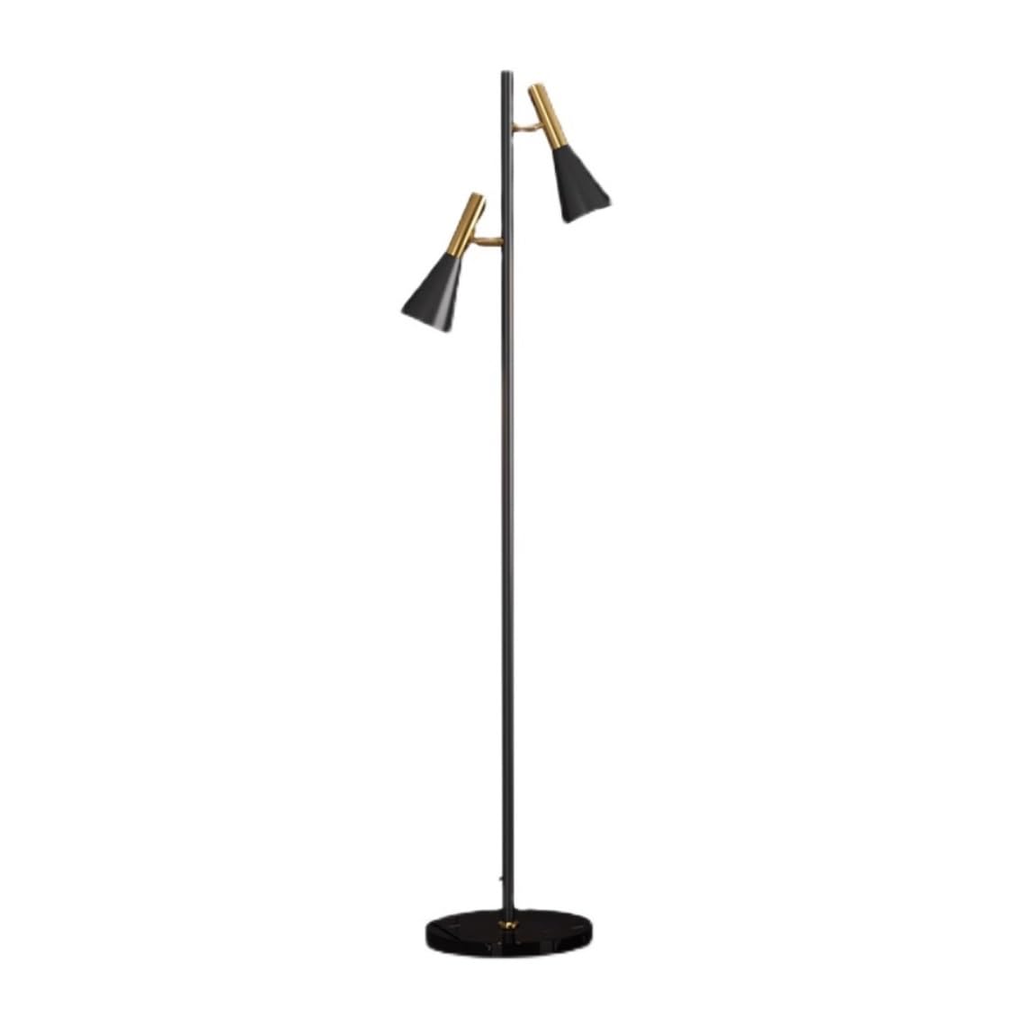 AZHKJKZH Floor Standing Lamp Nordic Floor Lamp High Pole with 2 Adjustable Iron Lampshade Foot Marble Base Standing Living Room(Black)
