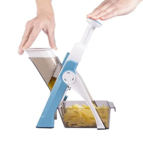TOMYEUS Coupe-Frites Slicer Manuel de légumes vesticules Pliables Slicer Cuisine Gadgets Slicers de légumes Facile à Couper Les puces de Pommes de Terre Frire Outil Coupe Frite (Color : Blue)