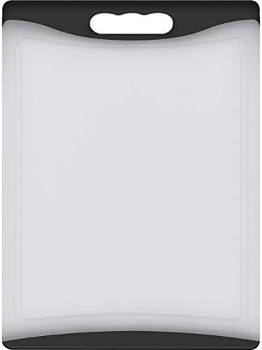 Extra Large Cutting Board, 17.33" Plastic Cutting Board for Kitchen Dishwasher Chopping Board with Juice Grooves Kitchen Cutting Board with Easy Grip Handle, Clear and Black,XL, Kikcoin