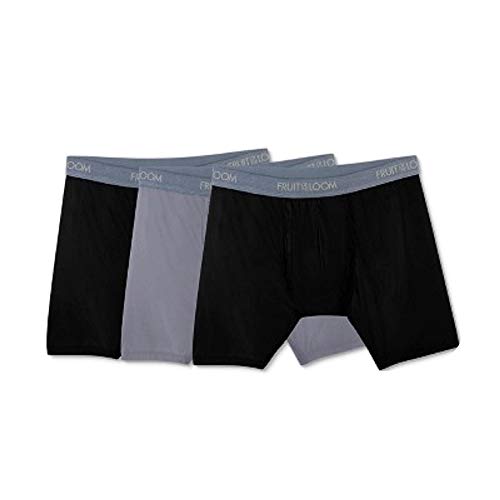 Fruit of the Loom Men's 3-Pack Everlight Boxer Briefs Underwear Black-gray