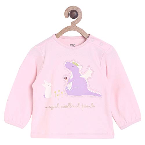 Image of miniklub Girls Pink & Navy Blue Printed T-Shirt With Pyjamas