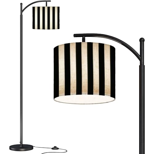 LOPYEIJFG Modern Arc Floor Lamp with Dimmer Mid Century Striped