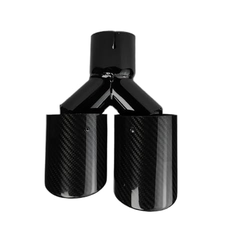 Tuyau d'échappement en fibre de carbone noir brillant double sortie gauche 63.5mm vers 76mm
