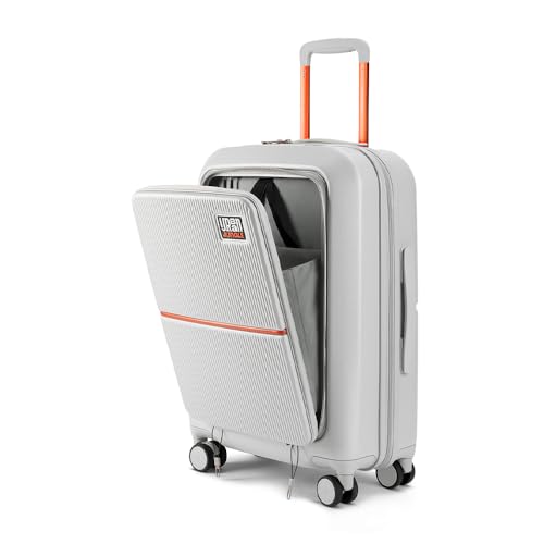 Image of Urban Jungle by Safari, Cabin Trolley Bag with Laptop Compartment, Hardside Polycarbonate Small (55 Cm) Suitcase with USB Charging Socket, 8 Silent Wheel Luggage for Both Men & Women (Cloud White)