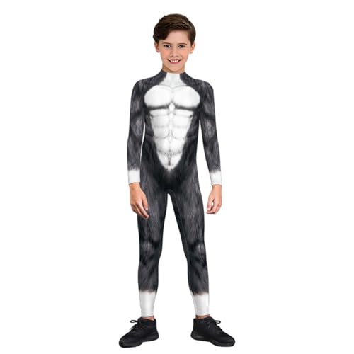 Combinaison loup enfant costume d'Halloween de performance moulant