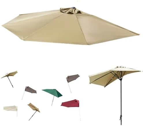 9ft Half Round Umbrella Canopy Replacement - Durable Outdoor Patio Parasol Cover, 5 Ribs, Perfect for Balcony & Garden Use, Weather-Resistant Fabric