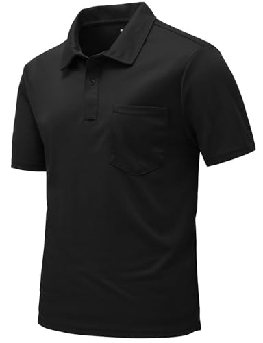 Rdruko Men's Polo Shirts Short Sleeve Quick Dry Outdoor Golf Sports Shirts with Pocket