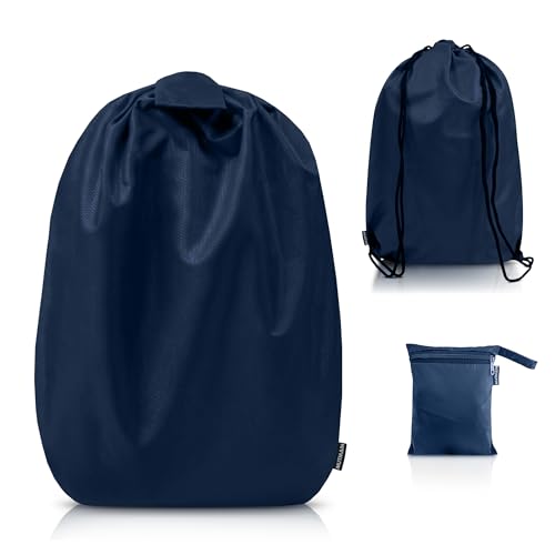 Image of MUTMAIN Full Bag Cover Waterproof rain Cover for Backpack 20L to 50L with Storage Pouch, Drawstring Bag Design, All Side Covered Bags for School, Laptop, Travel and Camera with Shoulder Strap (Nblue)