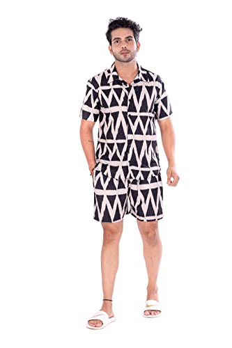 Geometric Printed Men's Night Suit - Comfortable & Stylish for Leisure | Indiaista.com