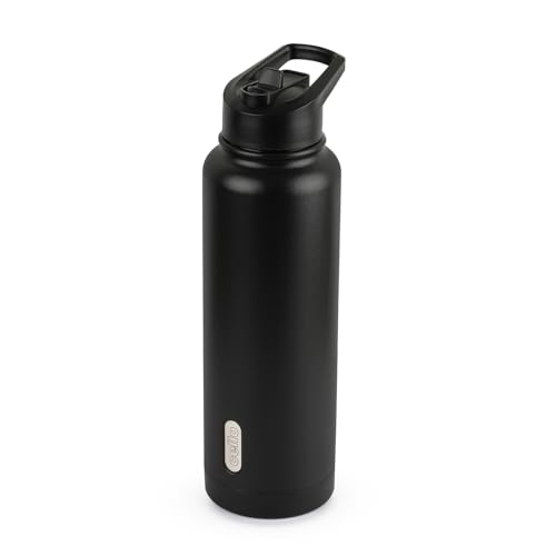 Image of CELLO Puro Steel-X Ultimo 1200 Insulated Water Bottle 970 ml, Black | Fridge Safe PU Insulated Lightweight Slim & Stylish Leakproof Easy to Carry Backpack Water Bottle for Travel Office & Daily Use