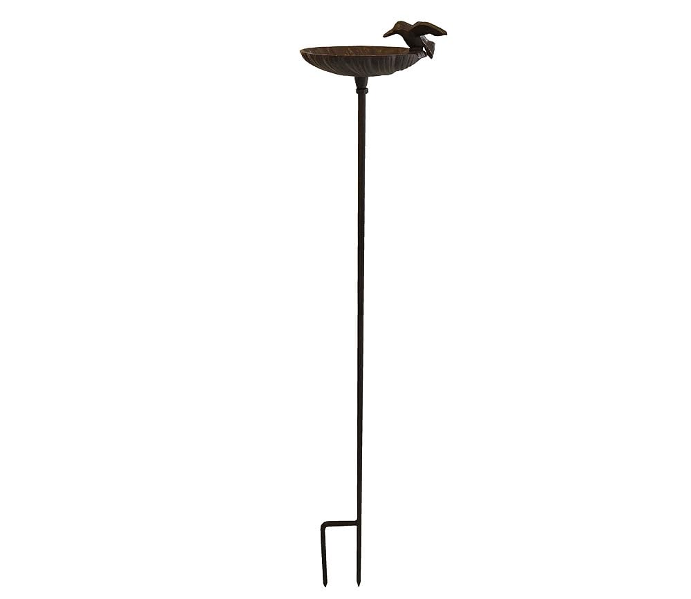 Vogeltränke Stehend Gusseisen 77 Cm - Bemaltes Vogelbad & Futterschale Für Gartenvögel