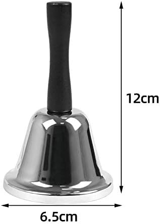 XCOZU Stainless Steel Hand Bell, Small Hand Bell Attention School Bell Metal Loud Call Hand Bell, Hand Held Bell Hand Bells Ring for Service, Counter Reception Bell, Tea Bell, Dinner Bell(Silver)