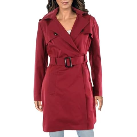 Kimi + Kai Womens Woven Long Sleeves Trench Coat Red XL Cover