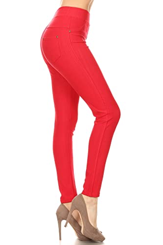 Image of Leggings Depot Women's Cotton Blend Stretch Pull-on Jeggings Casual Pants with Pockets (Available in Plus Size)