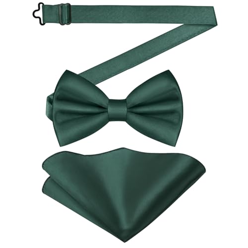 URAQT Nœud papillon pour Homme, Vert, Déjà noué, Réglable, Unisex, Mariage, Fête, Polyester, 12 x 6.5 cm