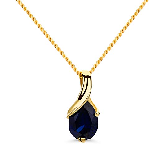 Orovi – Collar para mujer de oro blanco 14K con rubí, amatista, topacio, esmeralda, zafiro corte en lágrima – Collar con colgante de piedras preciosas filigrana cadena