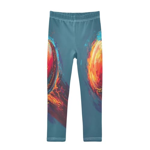 Toddler Girls Leggings Printed Yoga Pants Leggings Flaming Cricket Ball for Kids