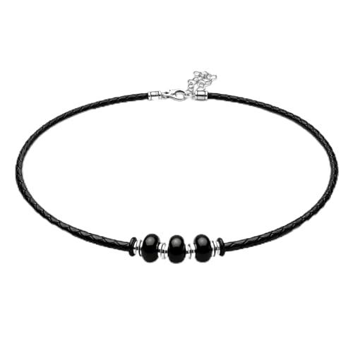 Chaine Argent Homme 925 et collier cuir noir réglable pour look tendance chic