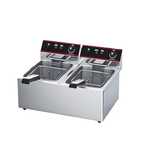 RENJJPBO Electric Fryer, 2500W Double Tank Fryer with Overheat Protection, Temperature Control and Basket for Home Restaurants