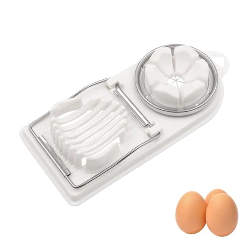 Poemtian Egg Slicer, Stainless Steel Wire Fruit Slicer, 2 Cutting Modes, Multi-Purpose Kitchen Cutting Tool, Suitable for Hard-Boiled Eggs, Strawberries, Kiwis