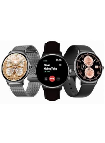 HainoTeko HainoTeko-5 Super Slim AMOLED Display Smart Watch With Waterproof AI Voice Assistance and 3 Pair Straps For Ladies (Black)