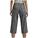 FOCLMP Women Cargo Capris Summer Trendy Hiking Pant Pull on Capri with Pockets Crop Stretch Gym Business Casual Workout High Waisted Pants for Women Dark Gray S