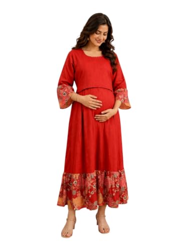 Image of RITIJYA Zipless Feeding Kurta Dress for Women | Maternity Nursing Kurti, No-Zip Easy Access | Extra Pleats Pre to Post Pregnancy | Quick-Dry Fabric | S-4XL