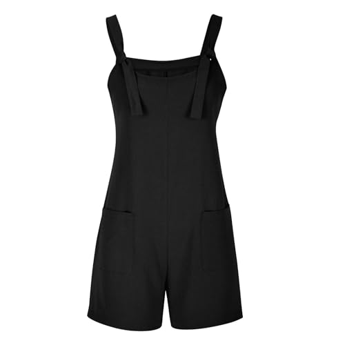 Women's Summer Comfy Casual Romper Sleeveless Jumpsuits Casual Adjustable Tie Straps Overalls with Side Pockets3