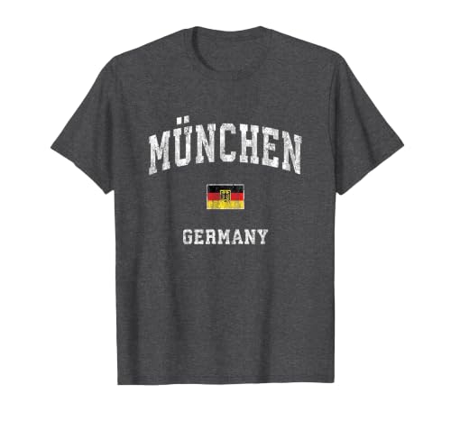 Munich Munchen Germany Vintage Athletic Sports Design T-Shirt, Men, Dark Heather Grey, 3X-Large