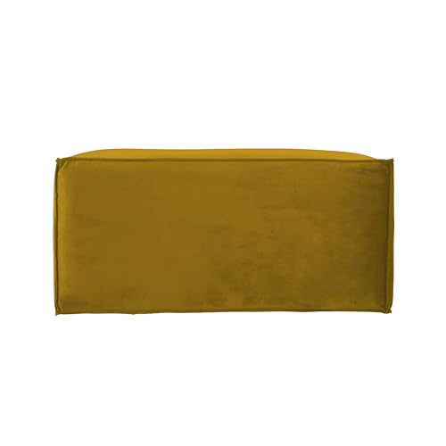 Factory Direct Partners Velvety and Vinyl Overstuffed Rectangle Ottoman for Living Room, Lounge, Office - Dijon