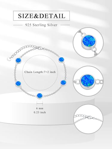 Image of Dorunmo Ankle Bracelet for Women 925 Sterling Silver Natural Stone Bracelet Anklet Summer Beach Jewelry Birthday Gifts for Mom