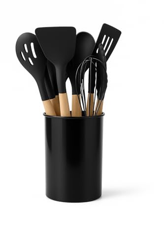 Silicone Kitchen Utensils Set with Holder (12-Piece)