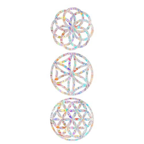 CLISPEED Pegatina Ventana Anticolisión Mandala Prismática Arcoíris Adhesivo Removible Estático PVC Decoración Colorida para Protección Aves y Hogar