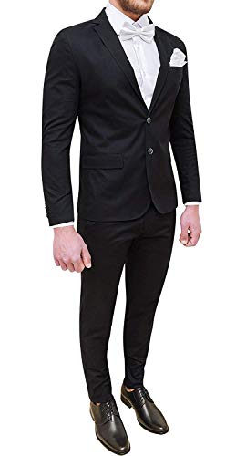 Costume homme complet noir anti-pli pour être impeccable en soirée avec noeud papillon