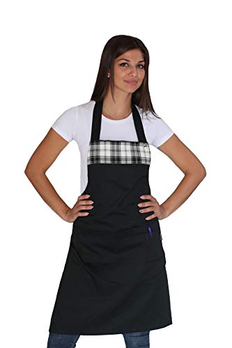 Delantal de cocina para mujer escocesa - uniforme de trabajo para barbacoa, restaurante, camarera, casa, bar, chef, cocinero, pizzería - delantales personalizados de tela Astorino Cover