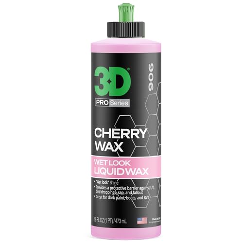 3D Cherry Wax – Liquid Carnauba Show Car Wax with Synthetic Polymers | Deep Gloss Finish | Easy Wipe-Off | Slick Shine | Fast Application | Made in USA |16 oz