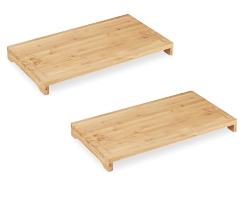 Miniatura 6 de Cubre Vitrocerámica E Induccion, Juego De 2 Tablas De Cortar De Madera Bambú Natural Nórdica De 56x55x4,5 Cm, Protector Encimera Universal 100 Compatible