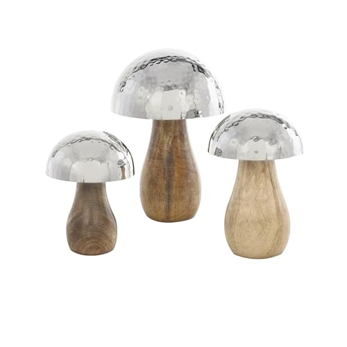 Escultura decorativa set de 3 piezas en acero inoxidable y madera