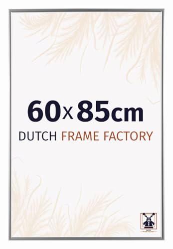 Dutch Frame Factory - Bilderrahmen 60x85 cm - Silber Hochglanz - Bilderrhamen aus Kunststoff mit Antireflex Kunstglas - Fotorahmen 60x85 cm - Easy