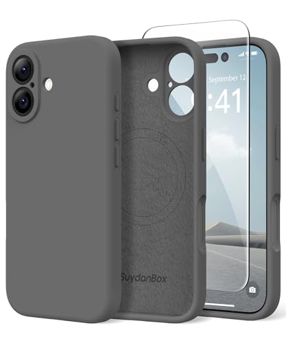 Image of Magnetic for iPhone 17 Case, Compatible with MagSafe, [Full Camera Protection][Screen Protector] Silicone Shockproof Protective Phone Case for iPhone 17 6.3 inch, Dark Gray