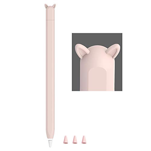 Image of Cute Ear Case Silicone Skin Cover for Apple Pencil 2nd Generation,and Protective Nib Cover Accessories Compatible with iPad Pro 11 12.9 inch,Pink