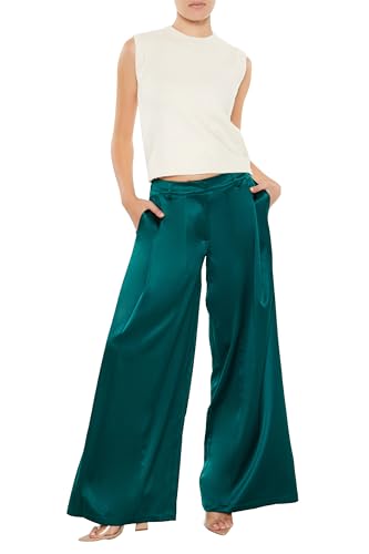 Forever 21 Satin-Hose fĂĽr Damen, GrĂĽn, GroĂź