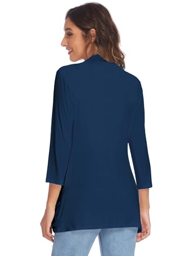 Image of DEESHA Women Casual Lightweight Cardigan 3 /4 Sleeve Draped Open Front Soft Cardigans with Pockets