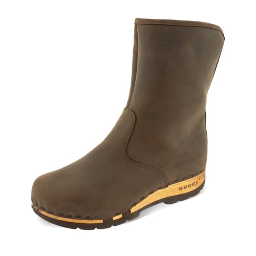 Bottine Woody Ulli pour femme en cuir véritable et semelle en bois