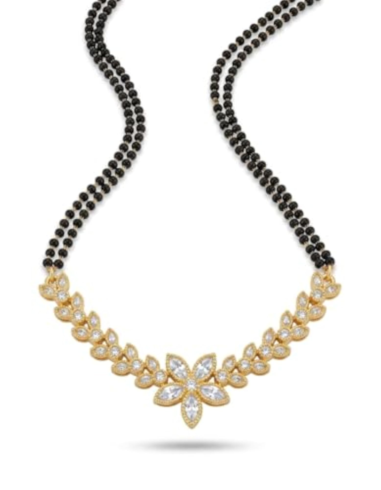 Women's Gold Plated American Diamond Floral Mangalsutra