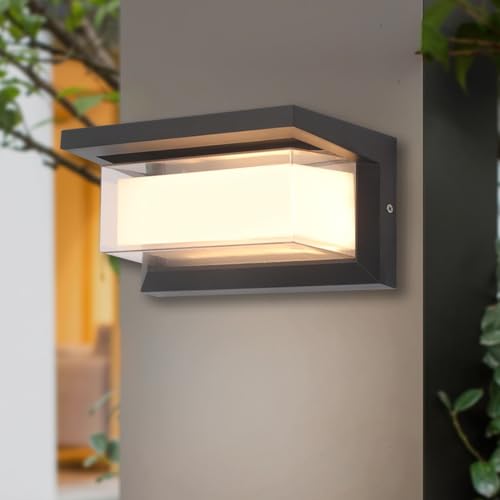 Image of Outdoor Lights for House 24W Exterior Lighting Fixtures 3-Color Adjustable 2200LM IP65 Waterproof Aluminum Exterior Wall Light Compatible with Dimmers for Patio, Yard, Back Yard 1 Pack